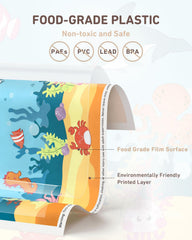 Babebay stick-on placemats with adhesive strips stay in place during meals
