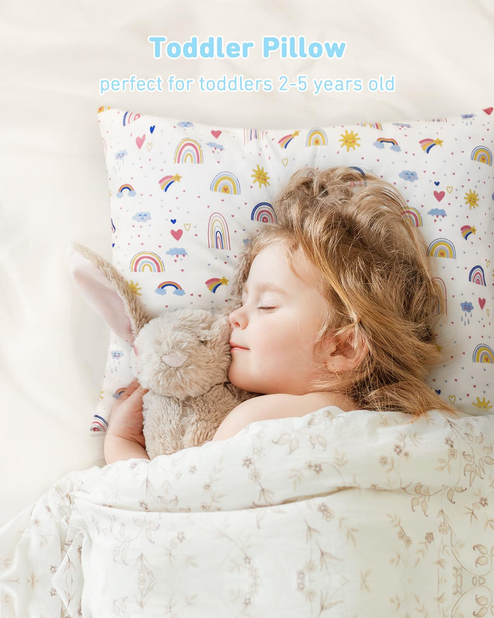 Babebay toddler pillow cotton cover closeup highlights ultra-soft breathable fabric.