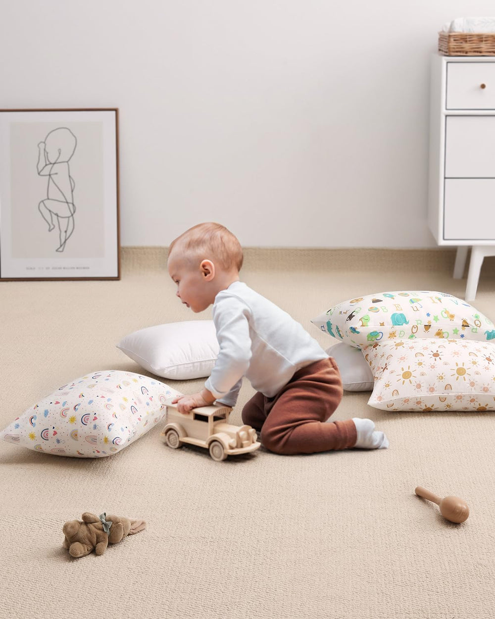 Babebay toddler pillow sleepover setup creates cozy nap space away from home.