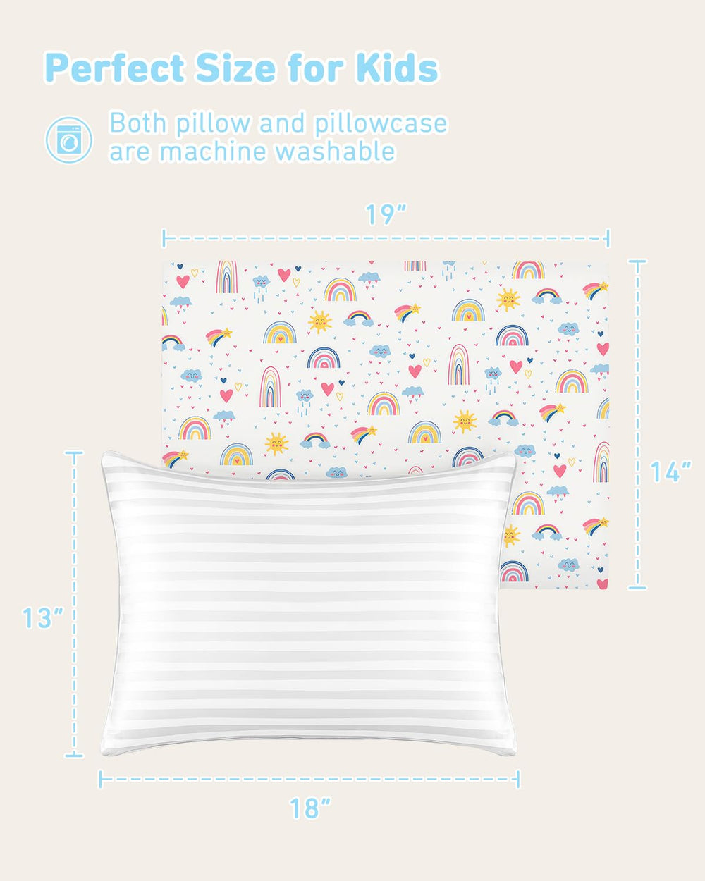 Babebay toddler pillow unisex design fits any bedding for boys or girls.