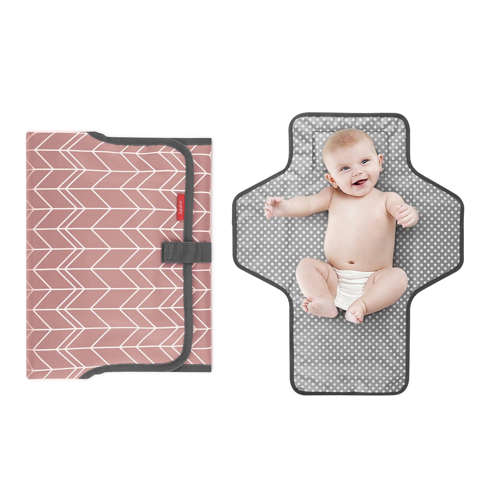 Babebay waterproof portable diaper changing pad shows extended space for comfortable changes.