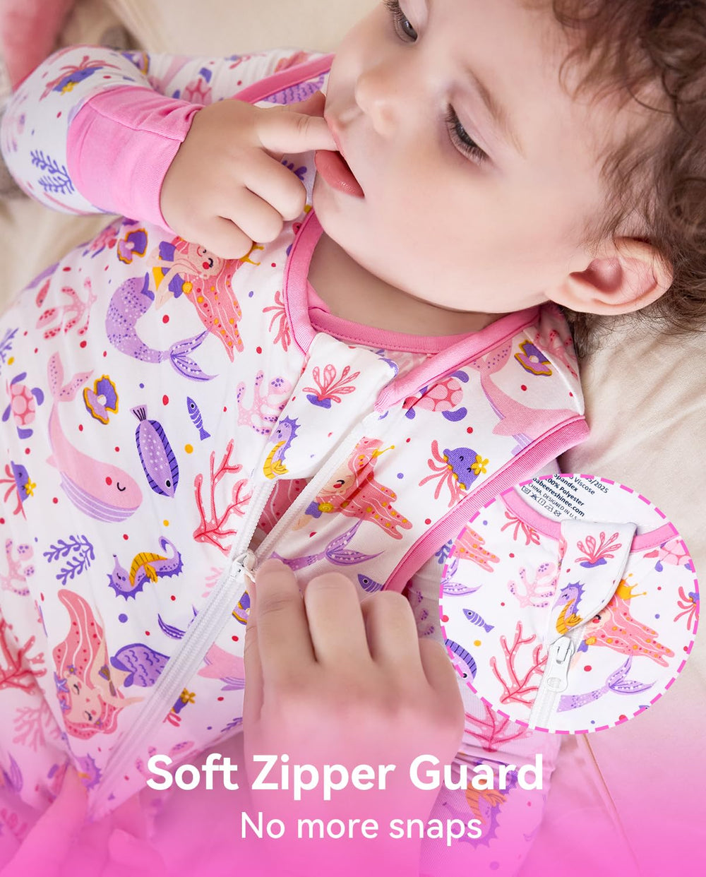 babee Reshinee newborn sleep sack with fade-resistant printed design
