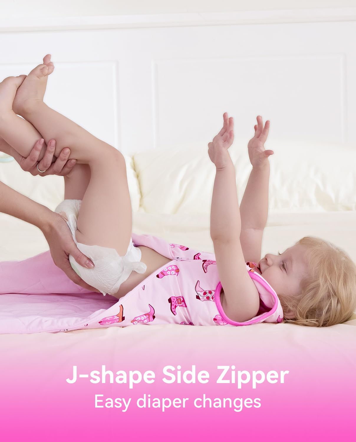 Babee Reshinee sleep sack neckline design keeps fabric away from baby's face.