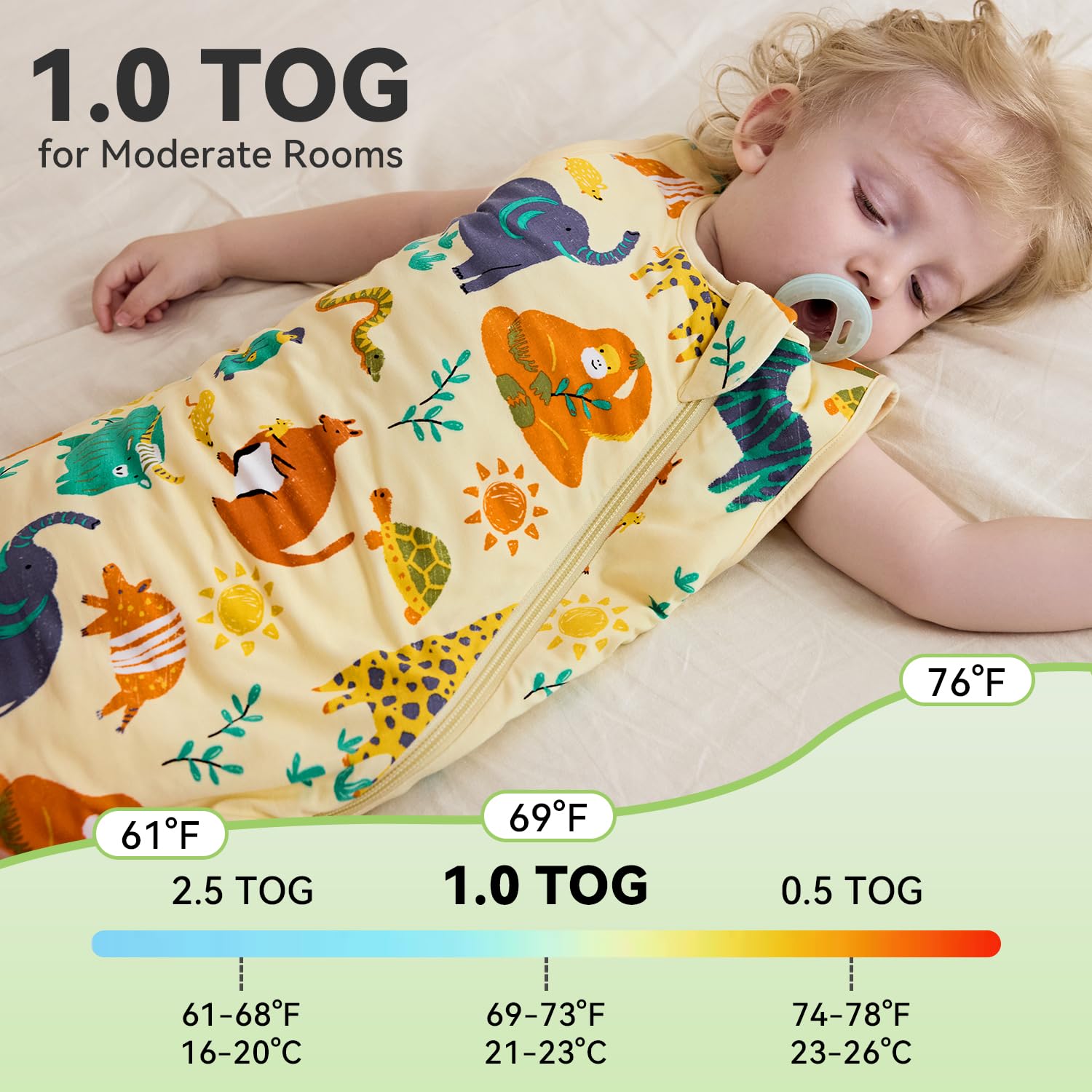 Babee Reshinee sleep sack enclosed seams protect delicate skin during wear.