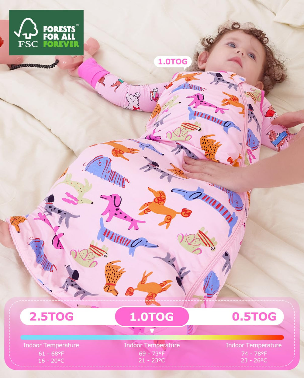 babee Reshinee sleep sack print variety shows fade-resistant colors