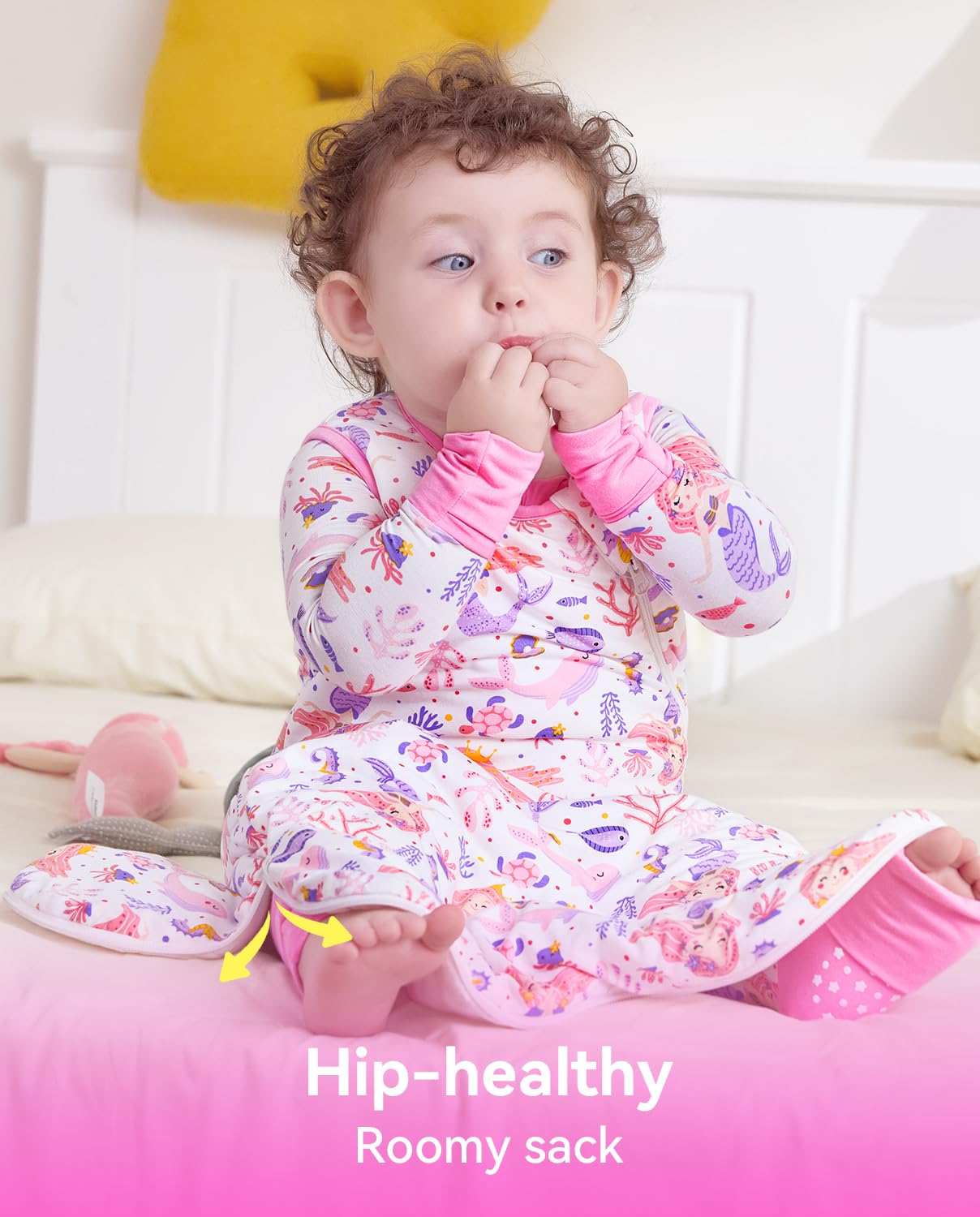 Babee Reshinee sleep sack with safety zipper guard protecting tiny fingers.