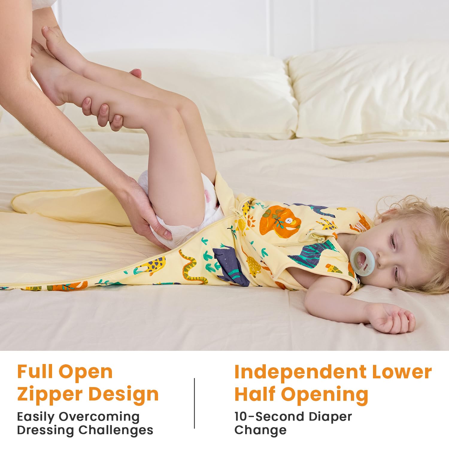 Babee Reshinee sleep sack size range XS to L shown