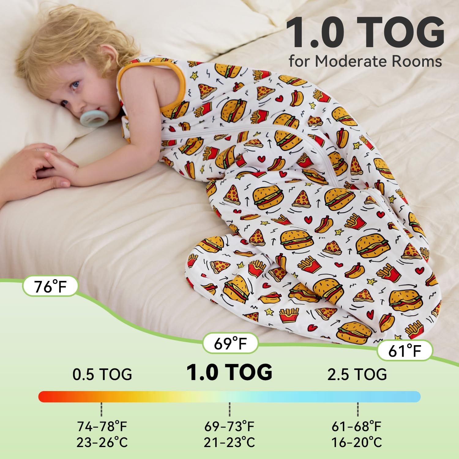 Babee Reshinee sleep sack with two-way zip for easy night-time changes