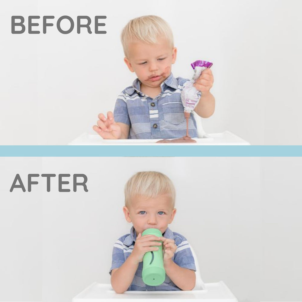 Babeehive Subo aqua spout close-up shows soft silicone sipping.