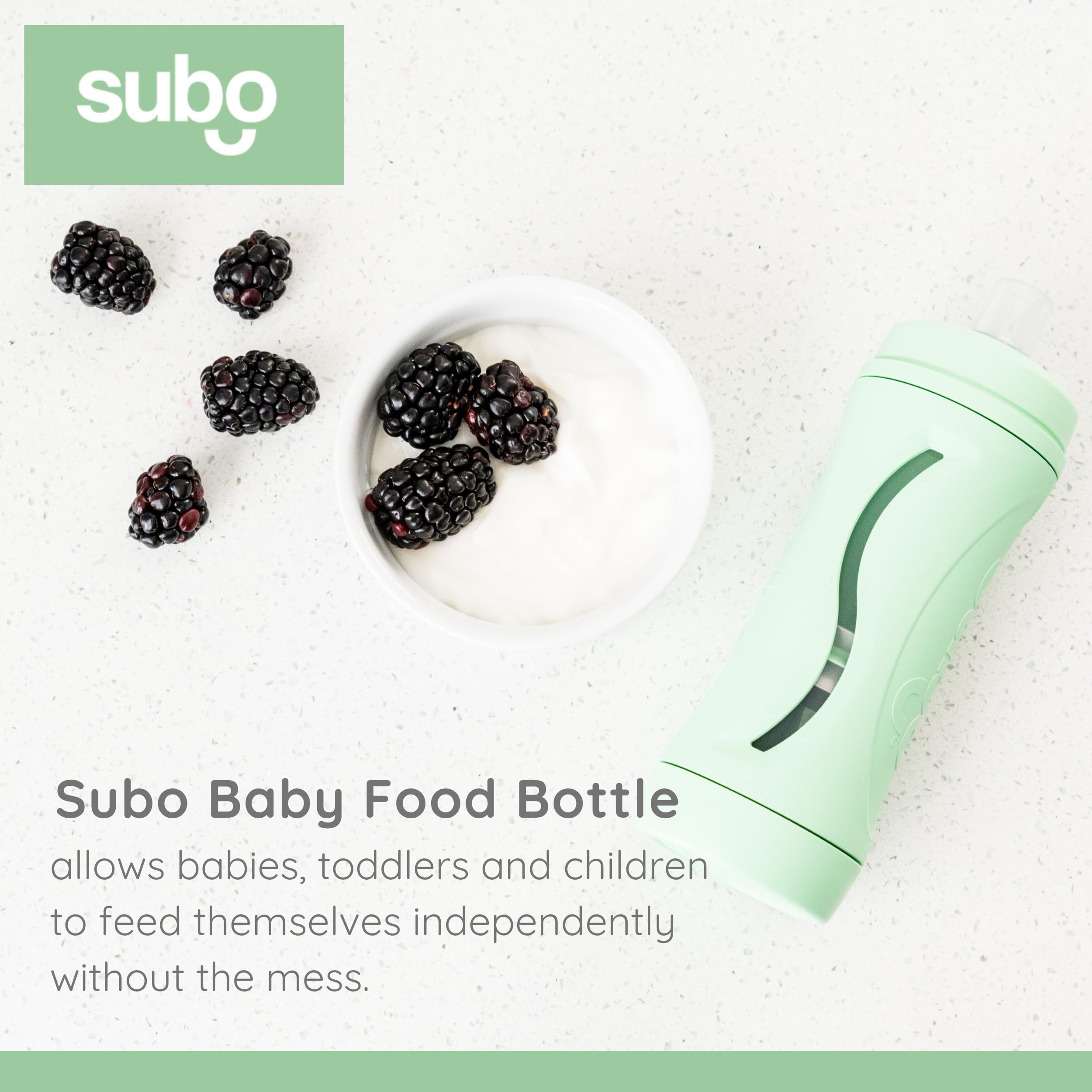 Babeehive Subo bottle mint for purees yogurt highlights versatile meal options.