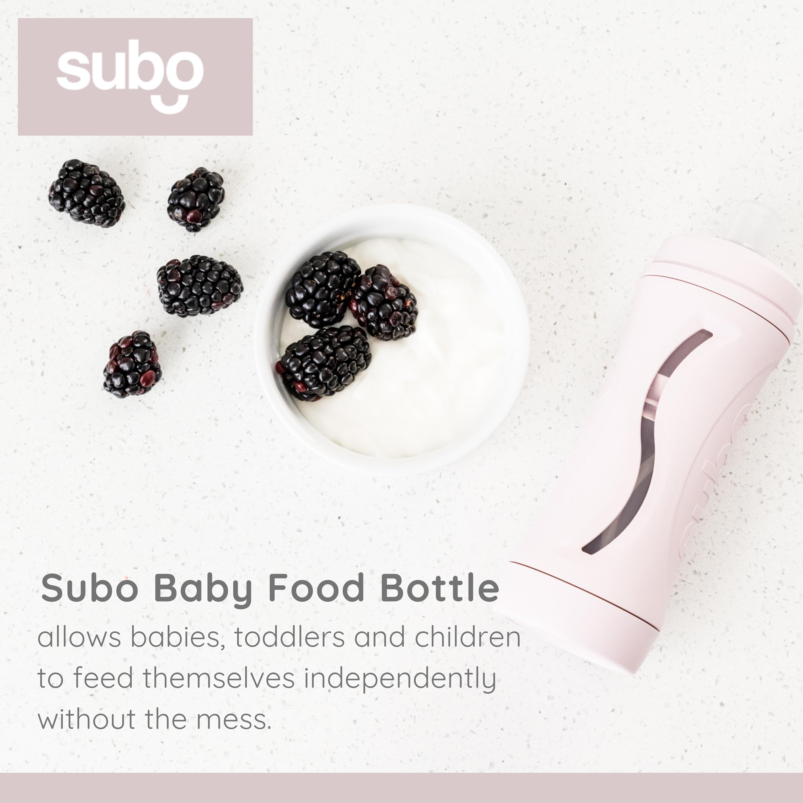 Babeehive Subo bottle on-the-go use supports healthy snacks anywhere.