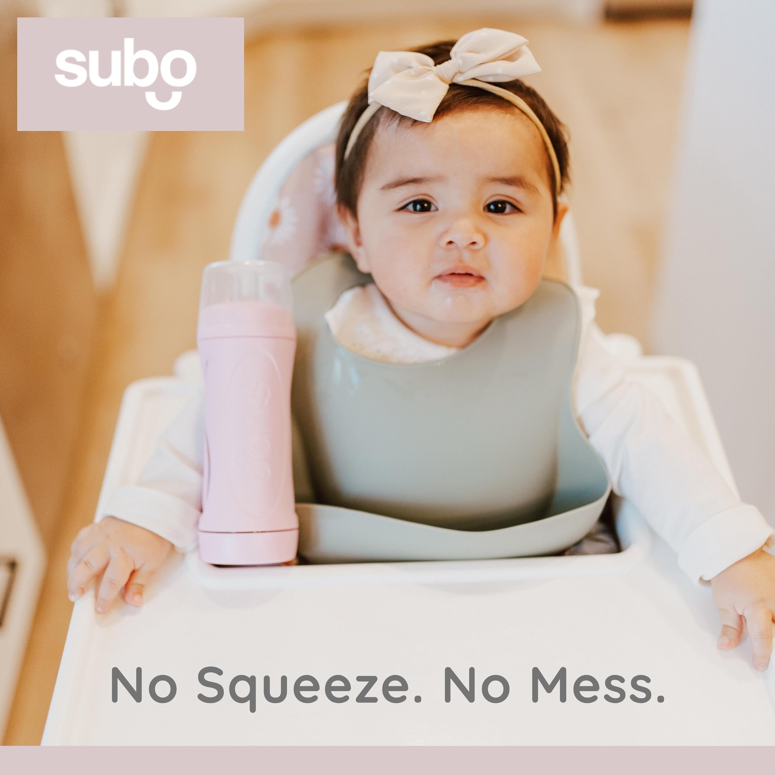 Babeehive Subo mealtime action showing independence and mess-free feeding.