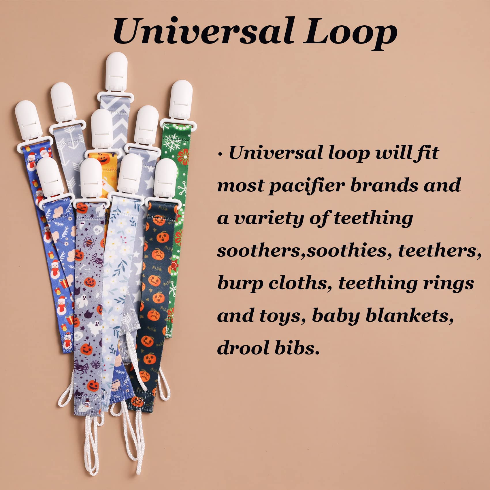 Babeine pacifier clip colorful patterns engage visual interest while staying attached.
