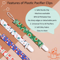 Babeine pacifier clip snowflake pattern adds festive flair while preventing drops.