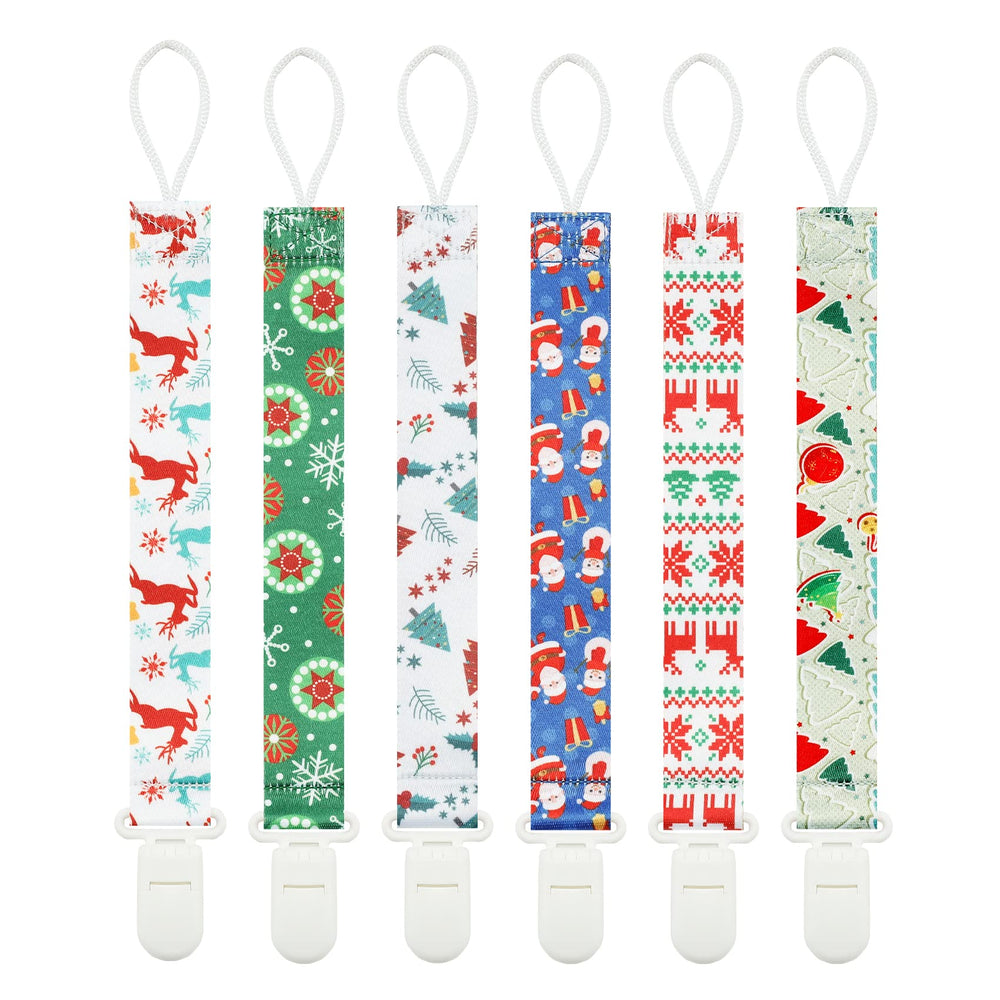Babeine pacifier clip snowman pattern keeps pacifier within reach and clean.