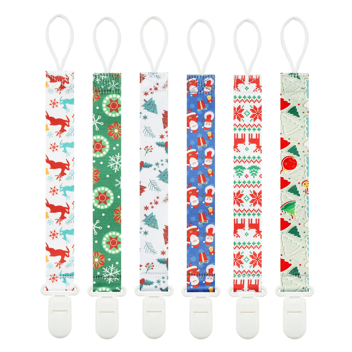Babeine pacifier clip snowman pattern keeps pacifier within reach and clean.