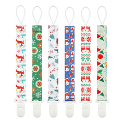 Babeine pacifier clip snowman pattern keeps pacifier within reach and clean.