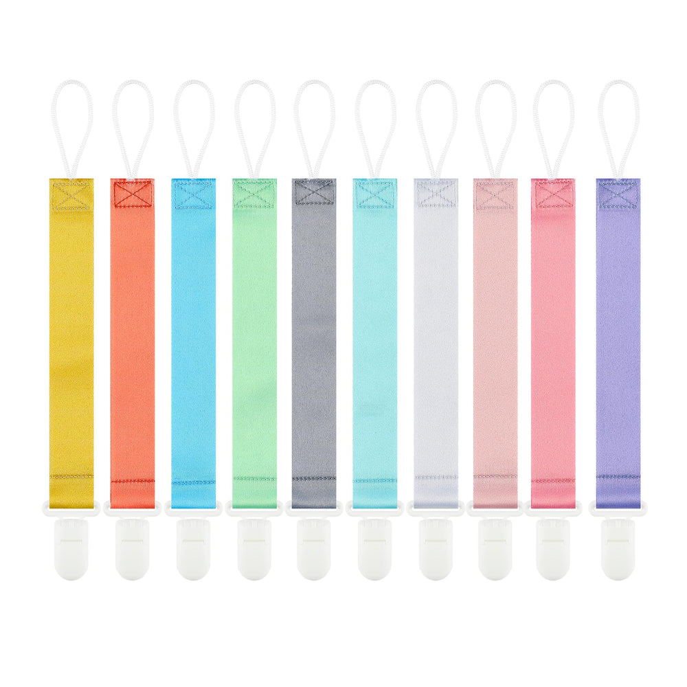 Babeine pacifier clips 10-pack patterns keep pacifiers within reach and stylish.
