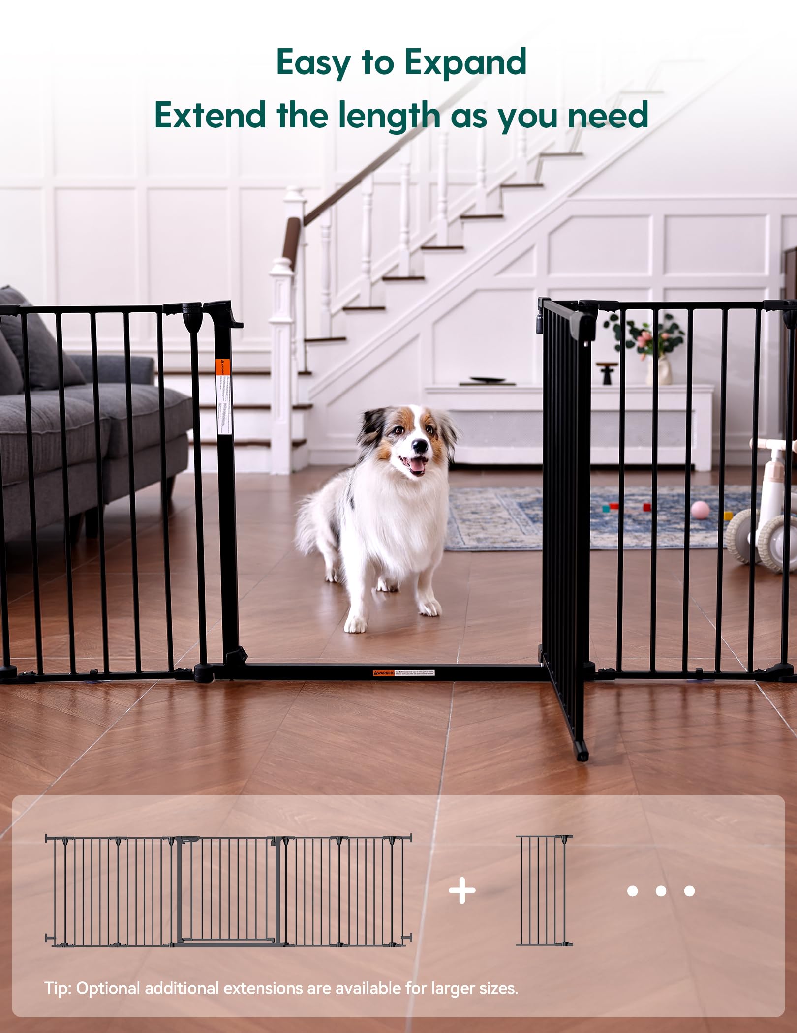 Babelio 102in extra wide gate black finish complements home decor