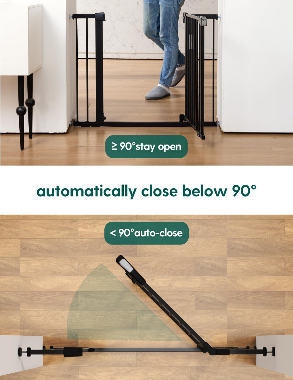Babelio 30 inch tall gate provides stable toddler containment.