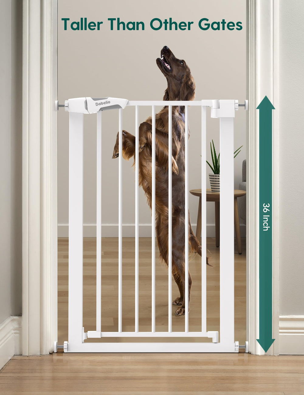 BABELIO 36in narrow baby gate doorway open two way for easy hallway access.