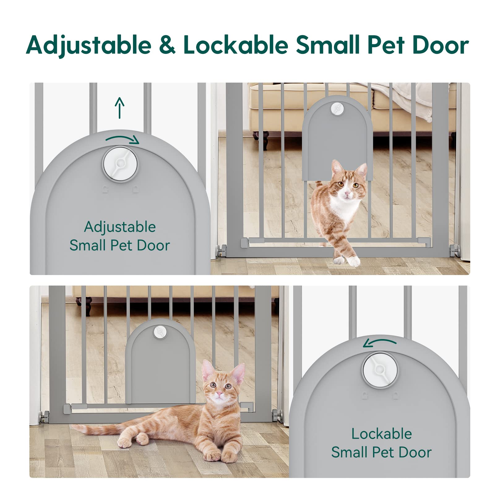 BABELIO Auto Close Baby Gate walk-through door enables easy adult access.