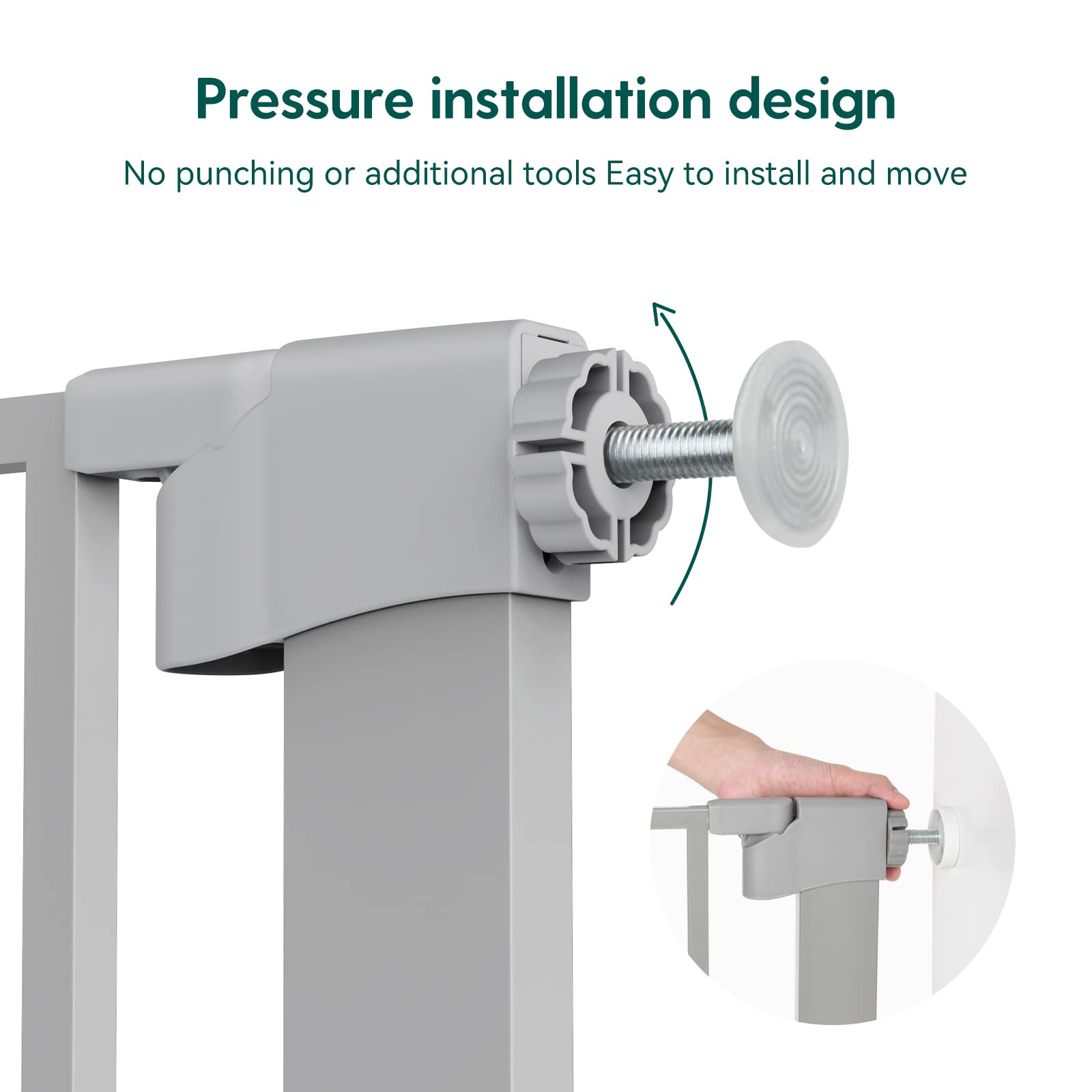 BABELIO Auto Close Baby Gate wall cups installation without wall drilling.