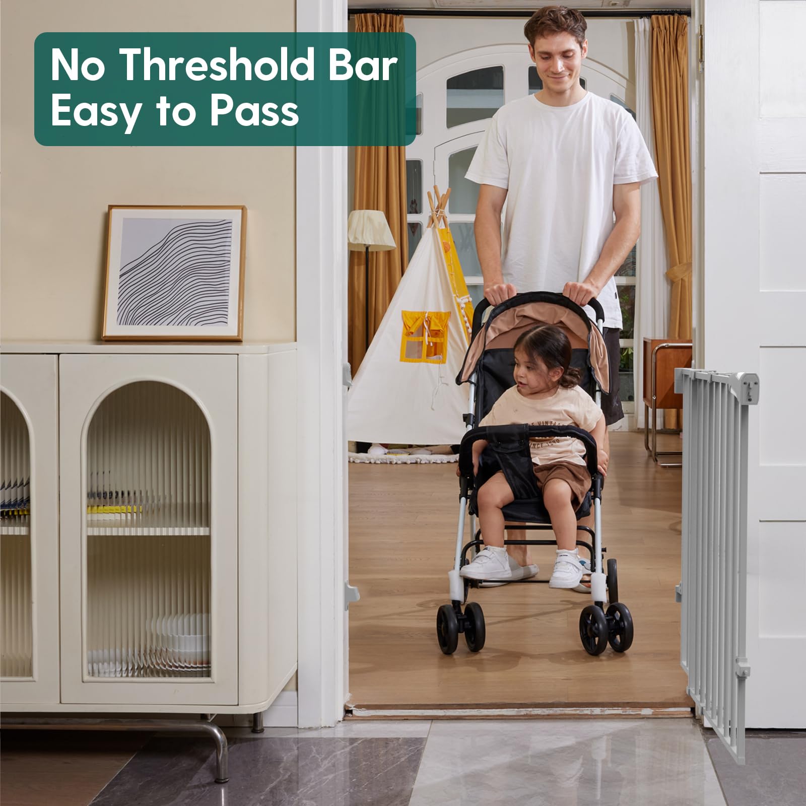 BABELIO baby gate 28-inch-height provides reliable toddler protection in busy homes