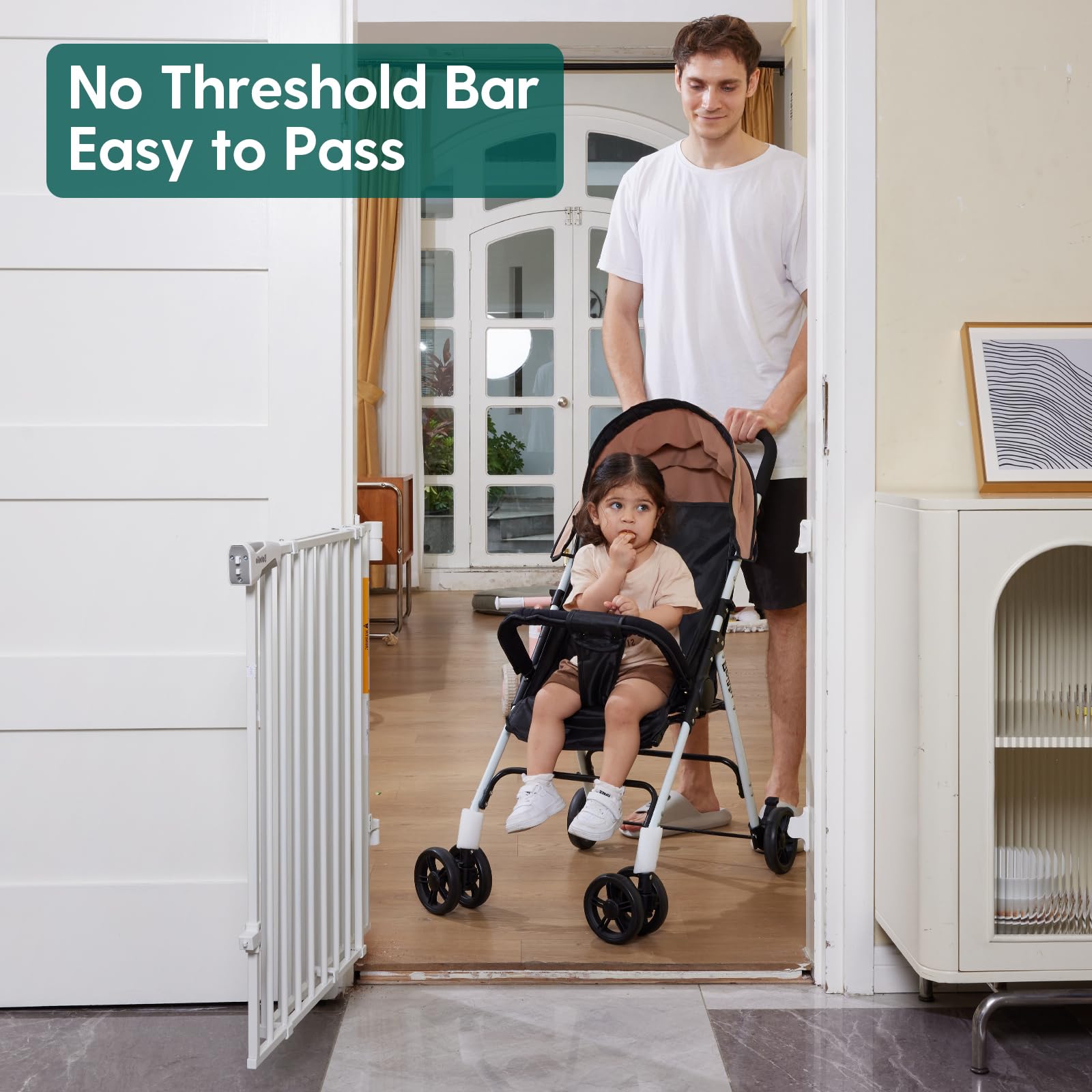 Babelio baby gate-28-inch height blocks reach for toddlers and pets.