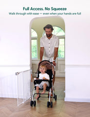 Babelio Baby Gate auto-close feature in action for hands-free safety