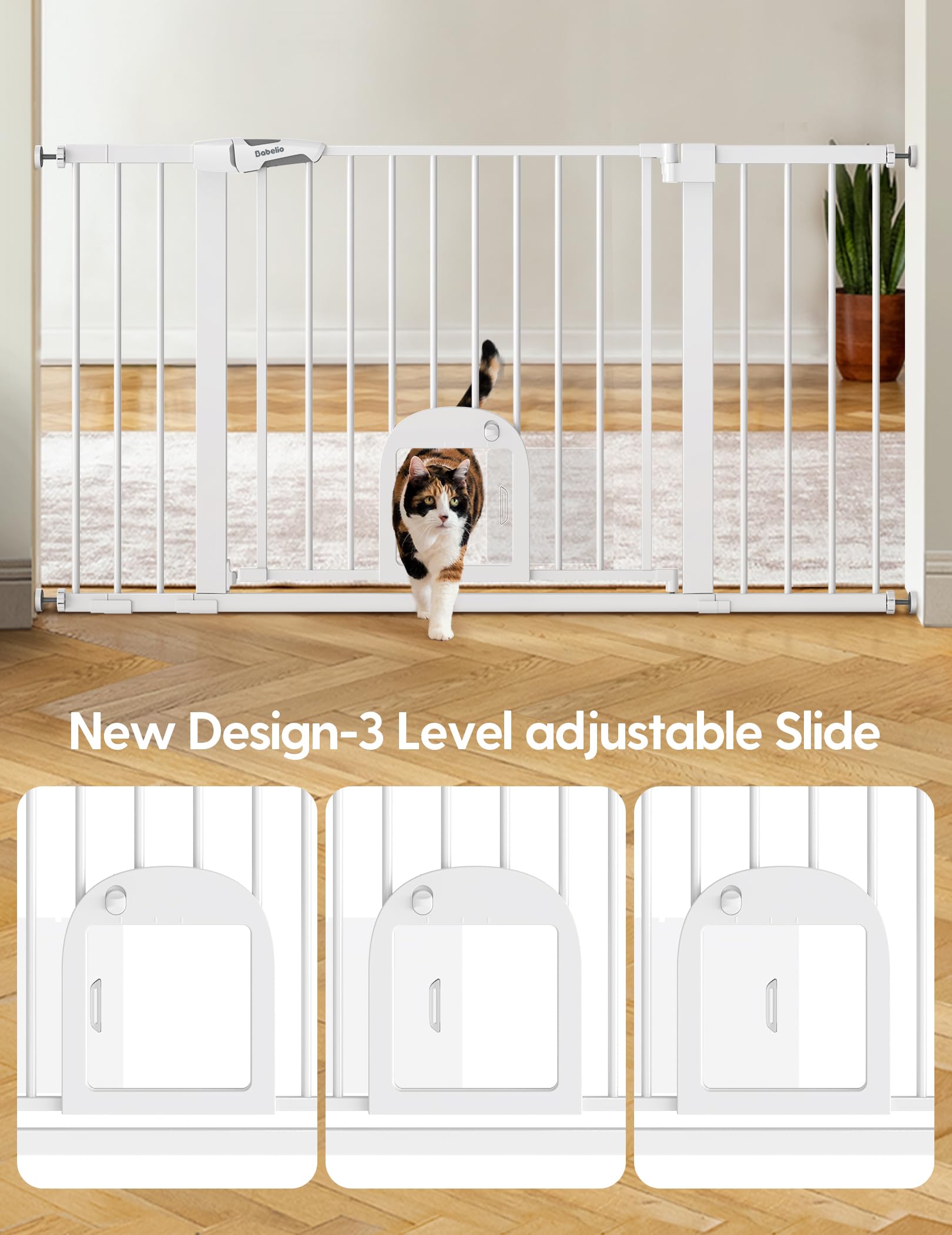 BABELIO auto-close feature shows secure doorway closure when hands are full.