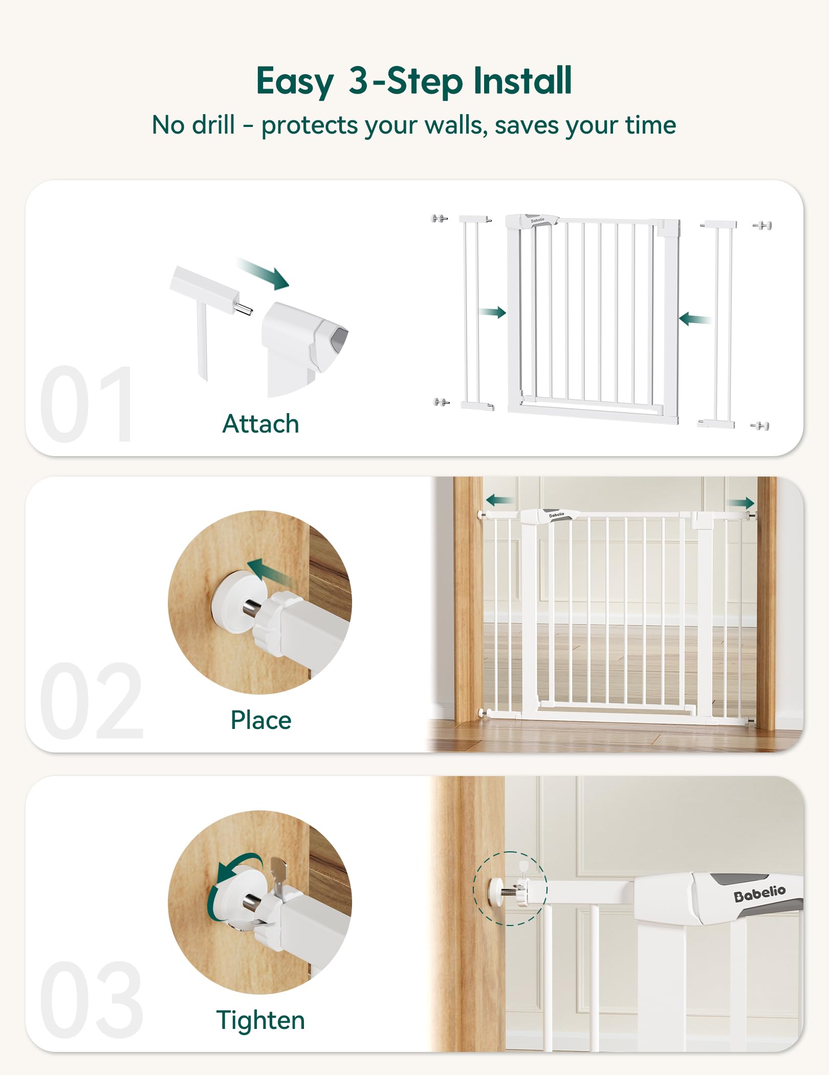 BABELIO Auto-Close gate facilitates one-handed passage.
