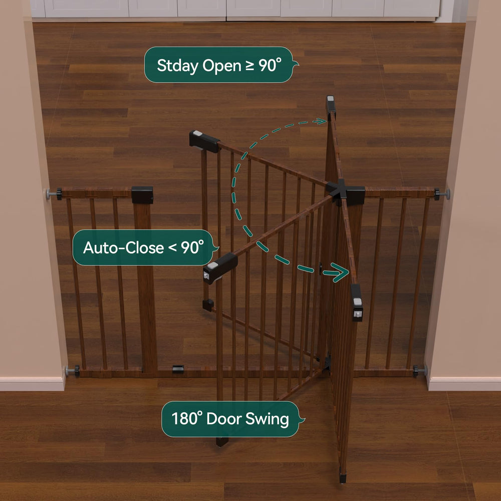 BABELIO Baby Gate Y-bolts highlight mid-rail support for sturdy pressure-mounted setup.