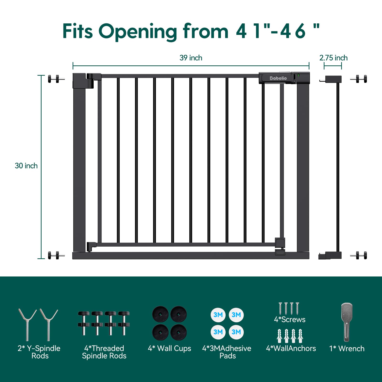 BABELIO Baby Gate durable steel black finish for homes