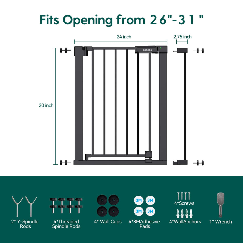 BABELIO Baby Gate durable steel construction stands up to kids and pets.