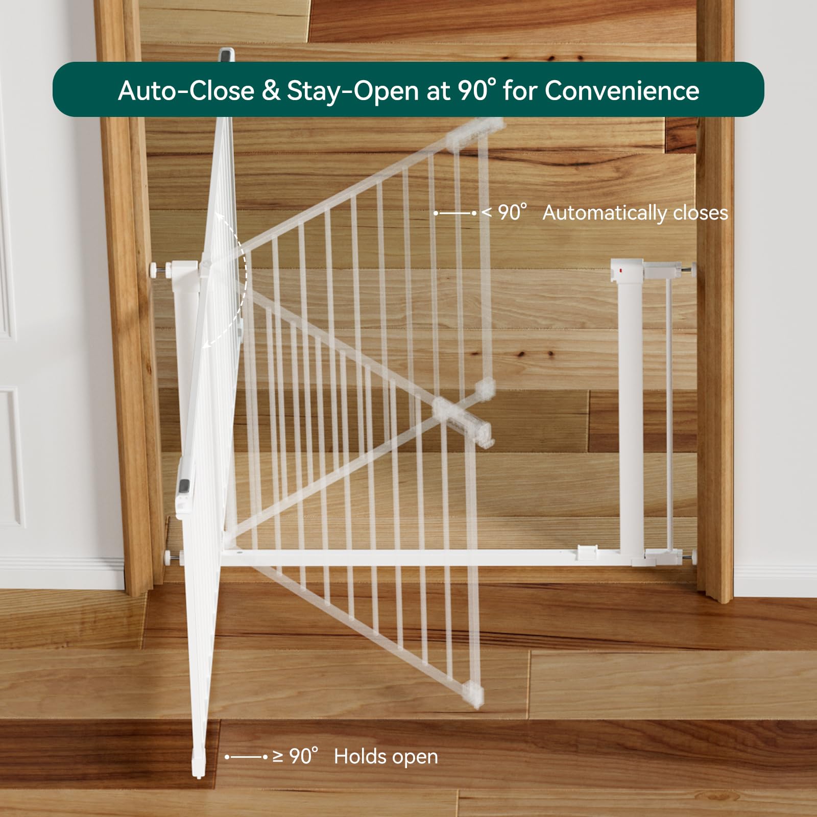 BABELIO Baby Gate sturdy steel finish provides durable baby and pet barrier.