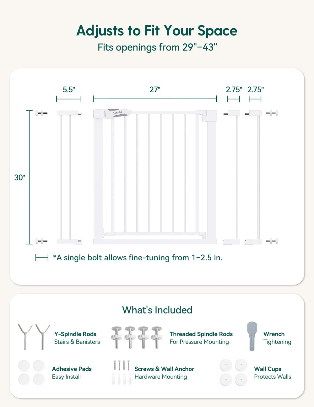 BABELIO Easy Install shows pressure-mount setup without wall punching.
