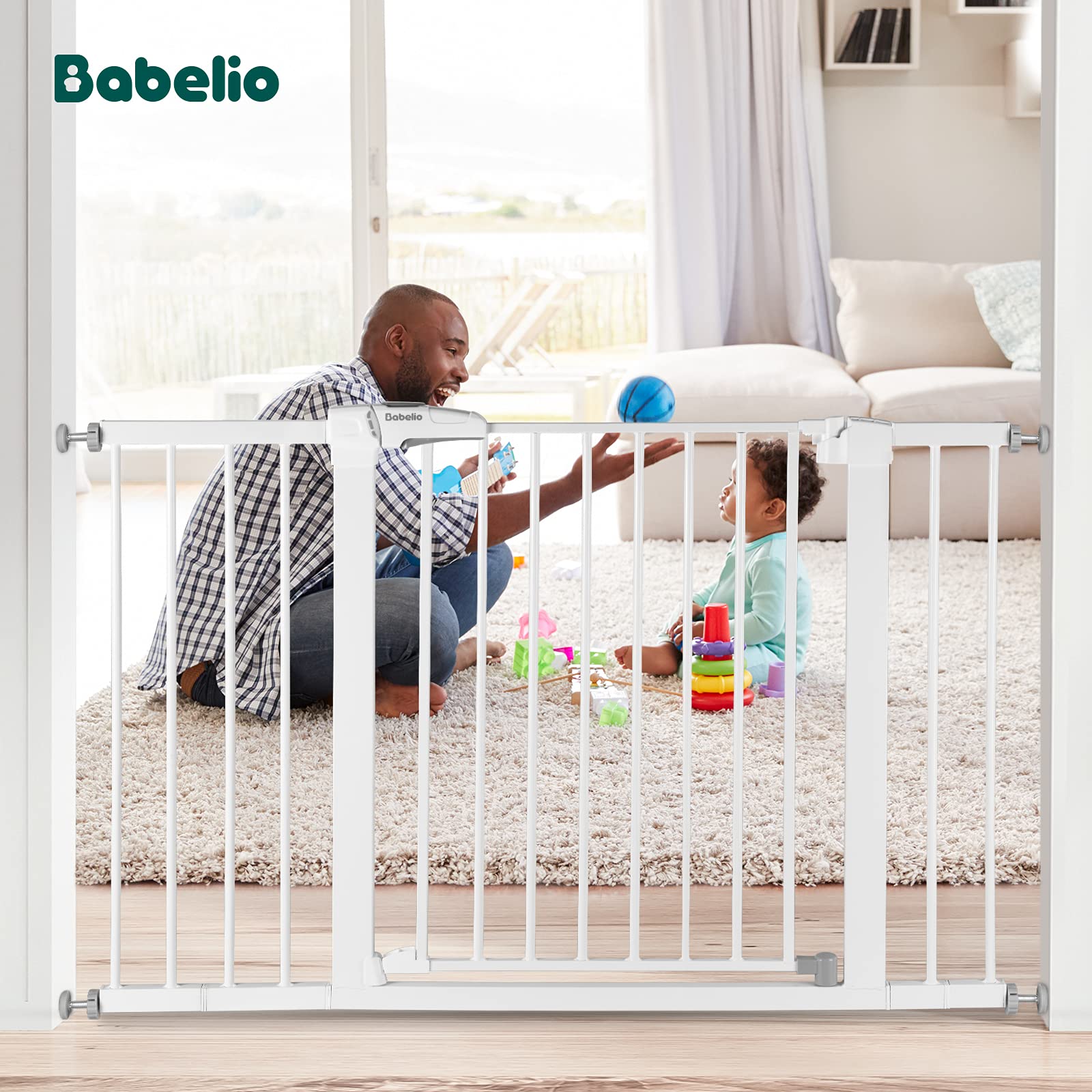 BABELIO baby gate extra-wide 29-48 inches fits large openings without crowding passage.