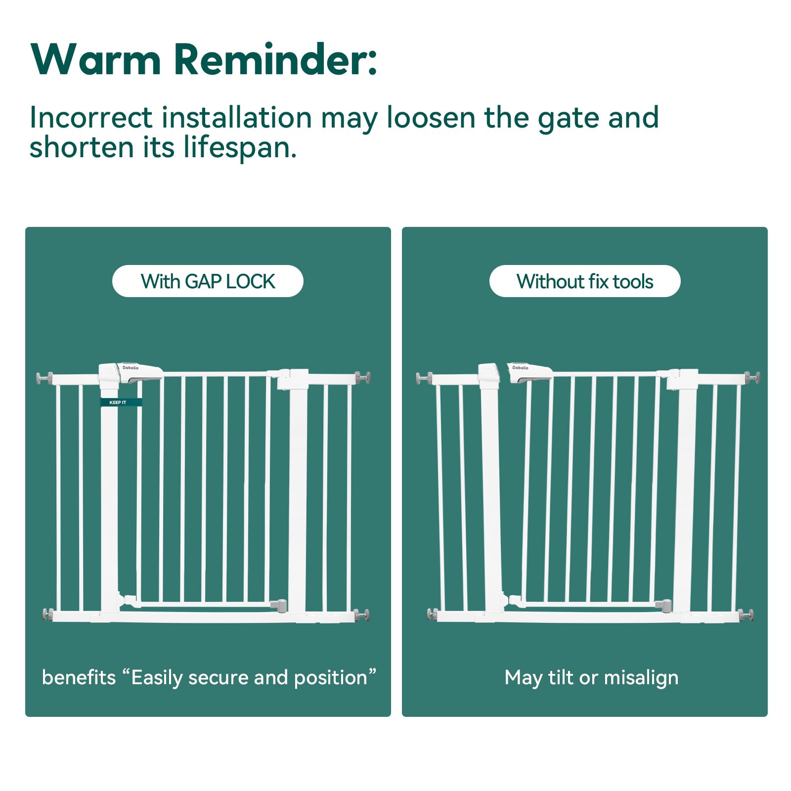 BABELIO Baby Gate Gap Lock packaging view shows value with 2-pack.