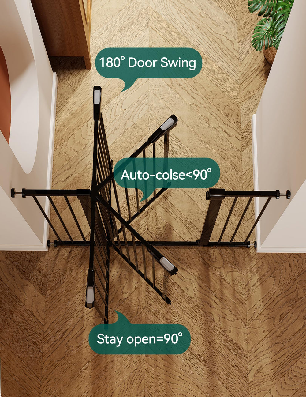 BABELIO baby gate hold-open feature enabling easy transit