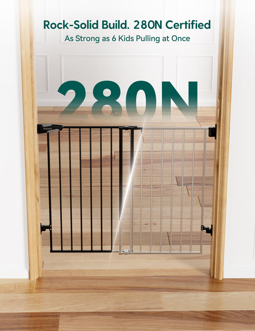 Babelio Baby Gate one-handed-use enables quick access during busy moments.