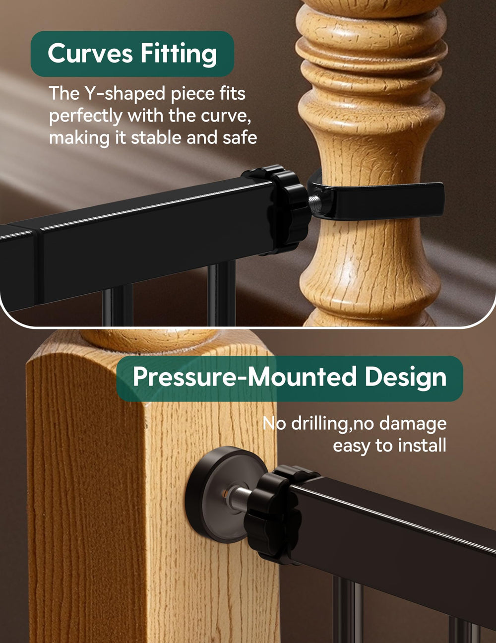 BABELIO baby gate pressure-mount installation without wall damage