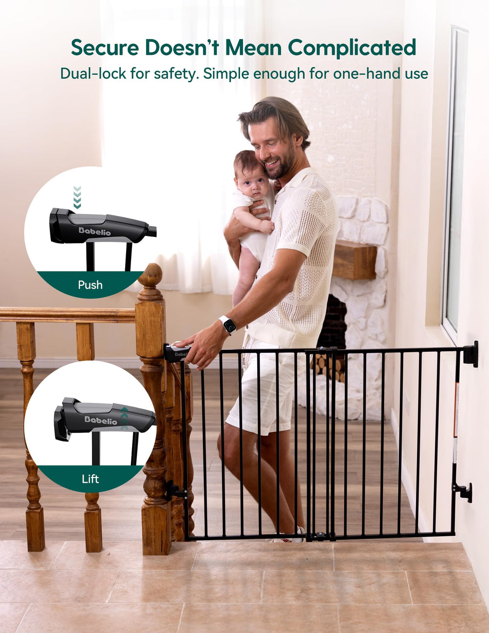 Babelio Baby Gate secure-hardware-mount anchors firmly to walls.