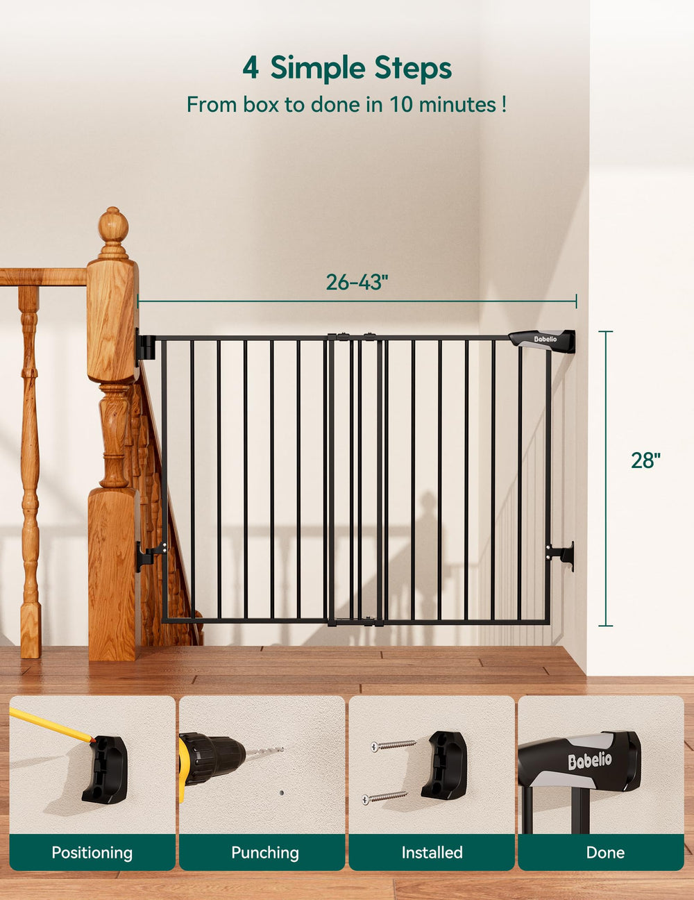 BABELIO baby gate two-pack in black matches decor