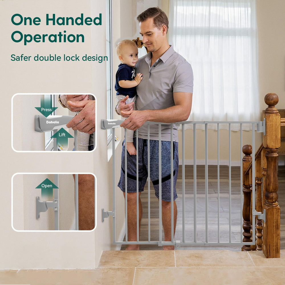 BABELIO baby gate wide-walk-thru allows comfortable passage during daily routines