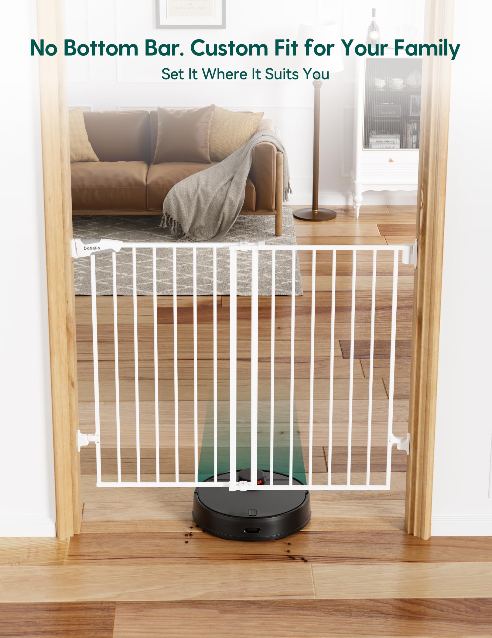 Babelio Baby Gate wide walk-through demonstrates easy navigation with auto-close
