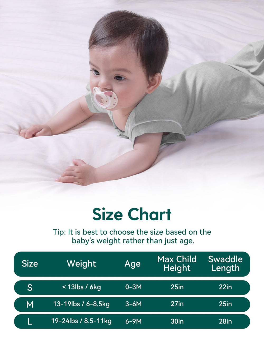 BABELIO swaddle in use, illustrating transition and secure fit