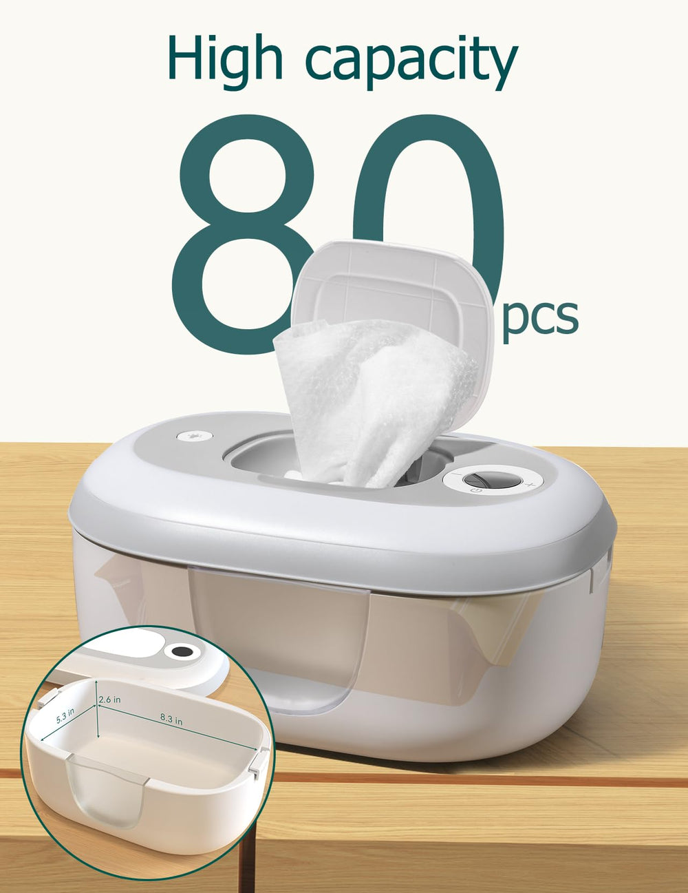 BABELIO wipe warmer in use during night-time diaper changes.