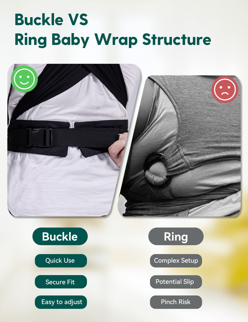 BABELIO wrap shows adjustable buckle for a personalized fit across sizes.