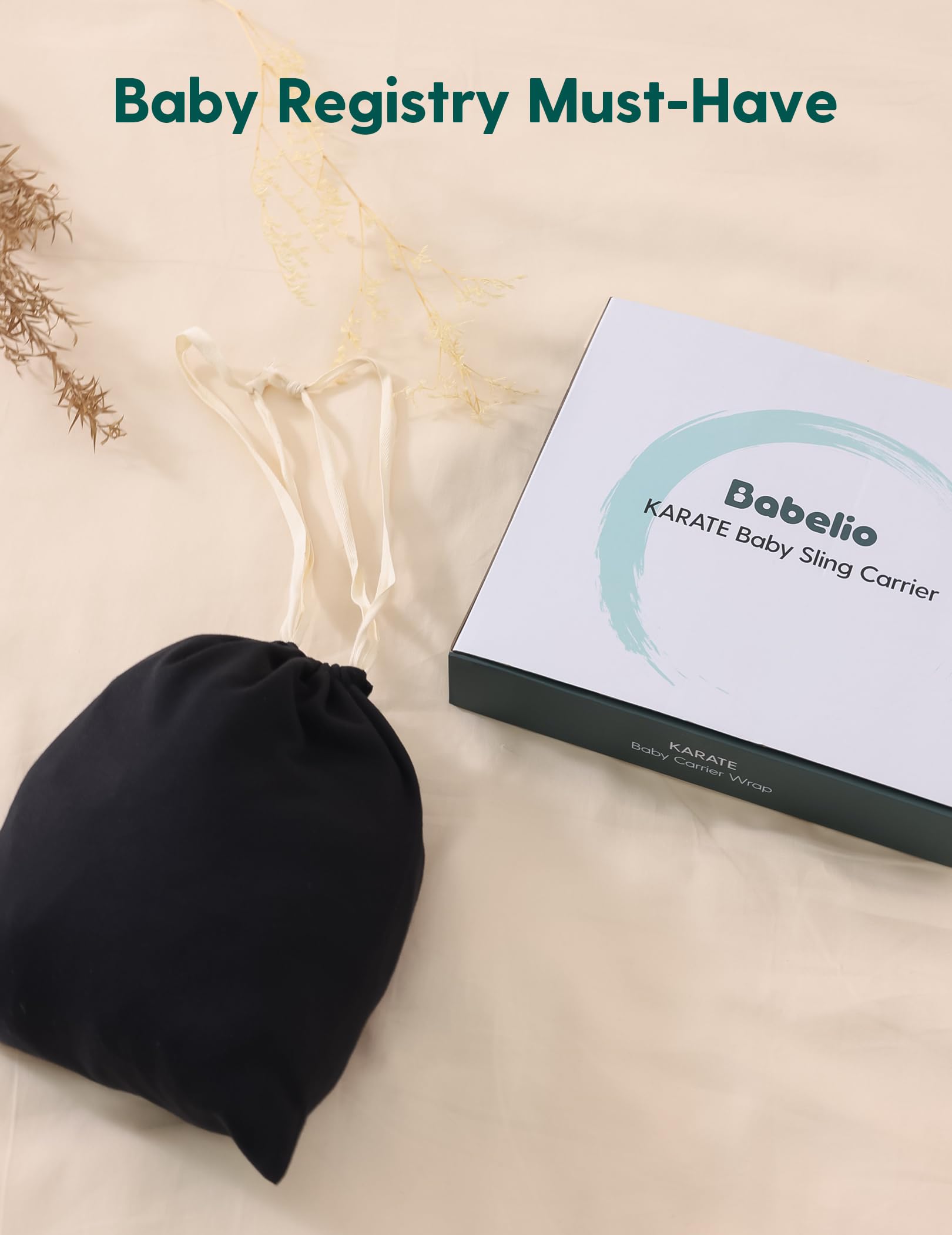 BABELIO lightweight wrap ready for travel with storage pouch.